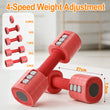 Adjustable Dumbbells Set (1 Pair) 1-2.5kg for Adults & Kids - Retro Red Space-Saving Home Gym Dumbbells for Apartment Dwellers