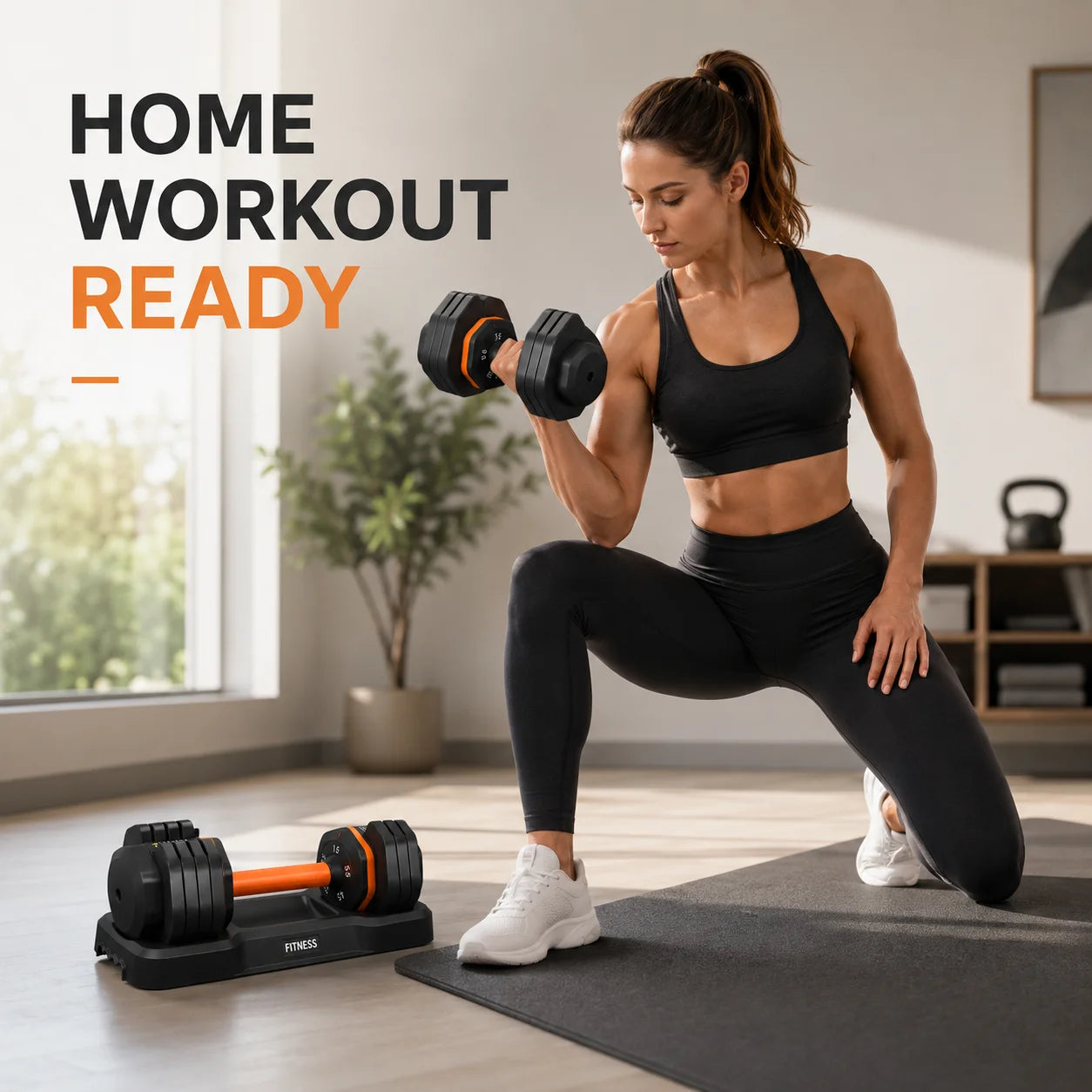 2 adjustable dumbbells of 25kg/55LB, suitable for home workouts, fitness equipment, equipped with a QuickLock system for arm and muscle training