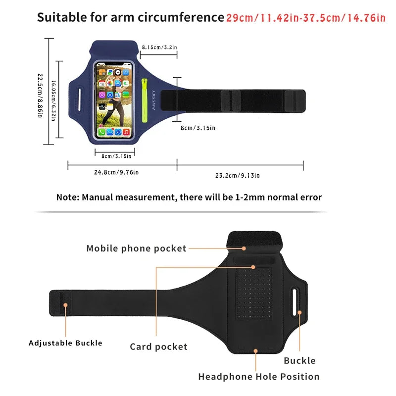 HAISSKY Running Sport Armbands For iPhone 17 16 15 14 13 Pro Max 15 Plus 16e 17 Air  iphone 11 case Pocket Arm Bag Pouch