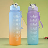 1-8pcs BPA Free Leak Proof Plastic Straw Sports Water Bottle High Quality Tour Hiking Portable  Drink Bottles with Time Marker