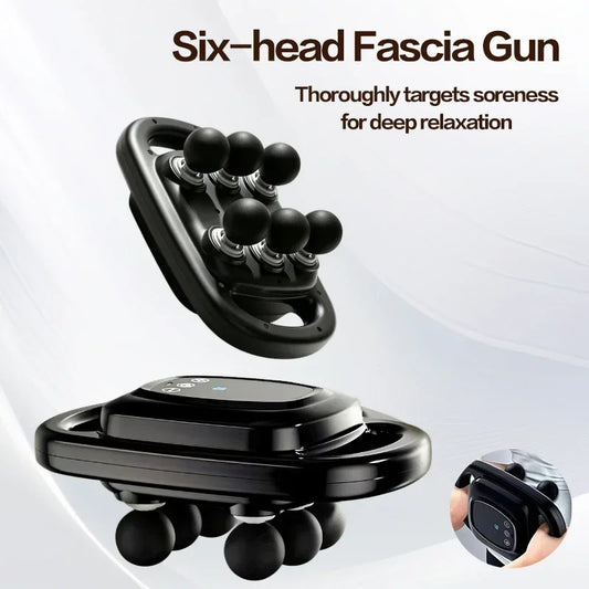 6-Head Deep Tissue Massage Gun, Powerful Vibration Muscle Massager for Back, Waist, Shoulder, Leg, Fatigue Relief & Recovery