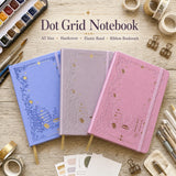 BUKE A5 Dot Grid Notebook PU Leather Cover Hardcover Floral Embossed Tea Cup Books Elegant Handwriting Journal