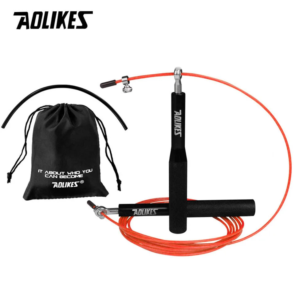 AOLIKES Crossfit Jump Rope Adjustable Jumping Rope Training Aluminum Skipping Rope Fitness Speed Skip Training Boxing MMA