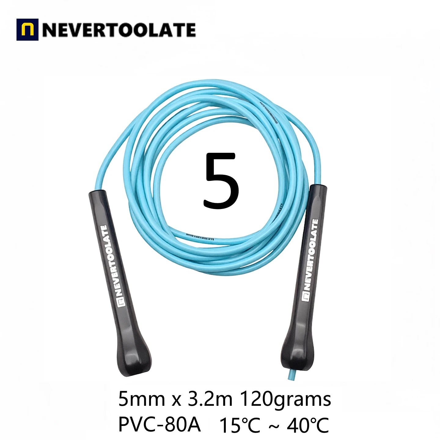 NEVERTOOLATE  EXTRA LONG 3.2 METERS 14cm abs handle boxing speed 5mm Soft PVC Jump skip Rope Tangle Free Skipping Fitness