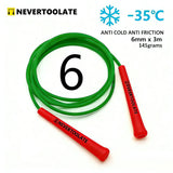 JR100-6  6 mm diameter PVC  WITH THREAD CORE skip rope 3.2 meters in between 15.5cm middle-long handle NEVERTOOLATE GOOD QUALITY