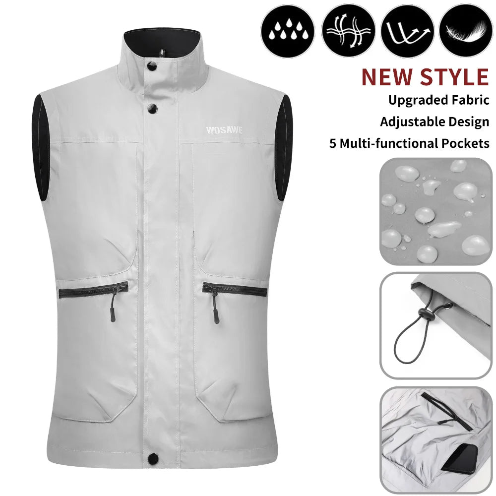 WOSAWE Men's Fully Reflective Jacket Outdoor Lightweight Windbreaker MTB Bike Hooded Rain Jacket Running Fishing Cycling Coat