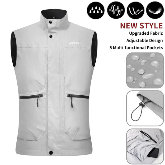 WOSAWE Men's Fully Reflective Jacket Outdoor Lightweight Windbreaker MTB Bike Hooded Rain Jacket Running Fishing Cycling Coat