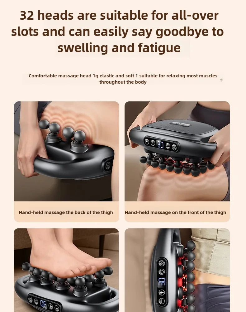 32 Massage Head Massage Gun Deep Tissue Muscle Professional Grade High Power Wireless High Frequency Vibration With Heating Gift