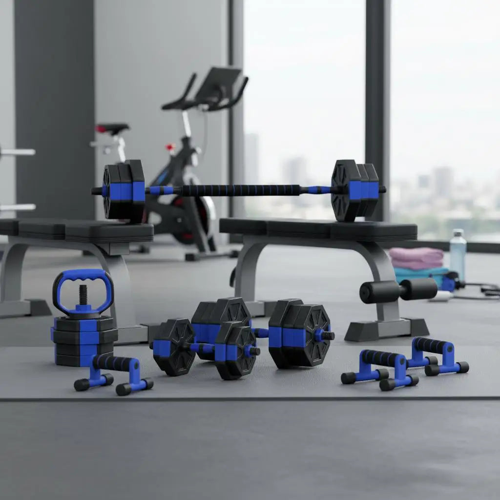6 in 1 Adjustable Dumbbell Set 20kg to Barbell Kettlebell Push Up Support Home Gym Fitness Weight Training for Men Women