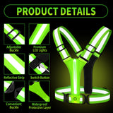 LED Night Running Vest Reflective Cycling Walking Highlight Security Vests USB Rechargeable Safety Straps for Kids Adults Biking