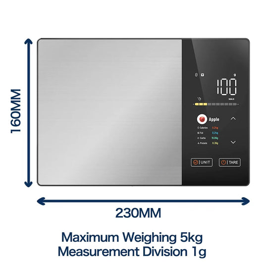 Smart Kitchen Scale Connects to Mobile App for Food Calorie Calculation Fitness Weight Loss Body Management