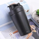 Protein Powder Shaker Bottle 500/750ml Leak Proof Water Bottle for Gym Fitness Sport Whey Shakes Cup with Scale Stainless Steel