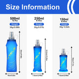 WRELS Soft Folding Water Bottles BPA-Free Collapsible Flask Lightweight Running Water Bottle Sports Water Bag TPU Soft Flask