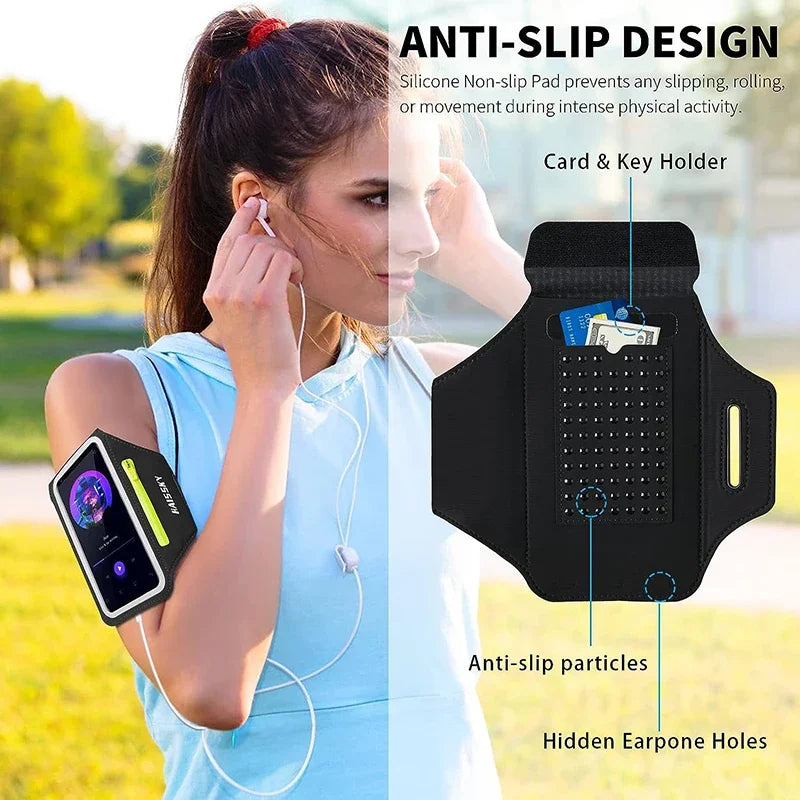 HAISSKY Zipper Pocket Running Sports Armband For iPhone 17 16 15 Pro Max 14 Plus 13 Men Women Outdoor Touch Screen Belt Arm Bags