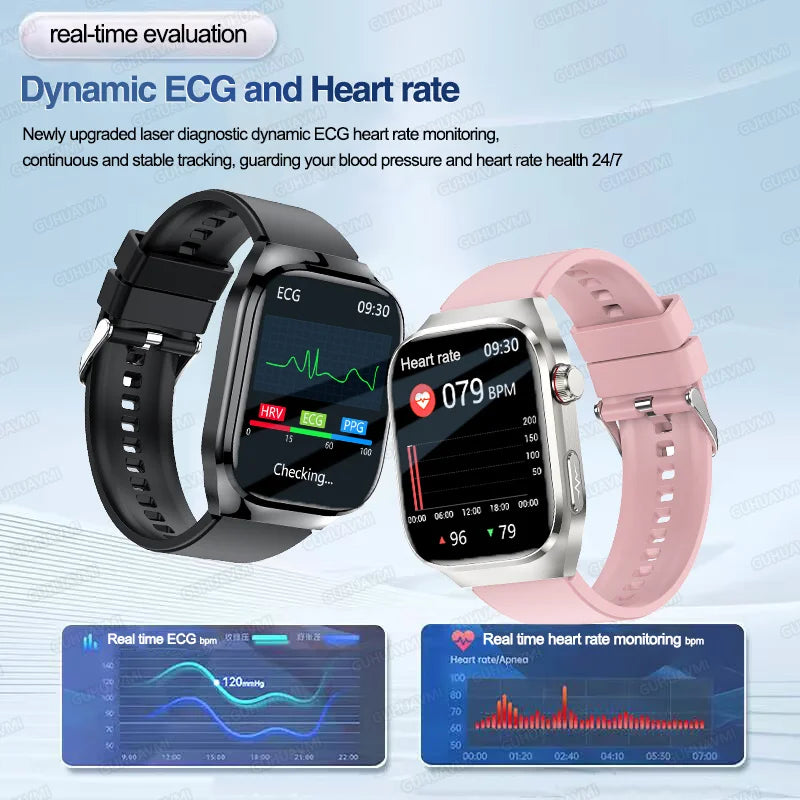 New ECG Smart Watch Men Women, Health Diagnosis, Organ Monitoring, Body Analysis, Blood Pressure, Blood Oxygen, Blood Fat, Uric Acid, Temperature Monitor, Bluetooth Call, Waterproof Fitness Tracker, Sports Smartwatch
