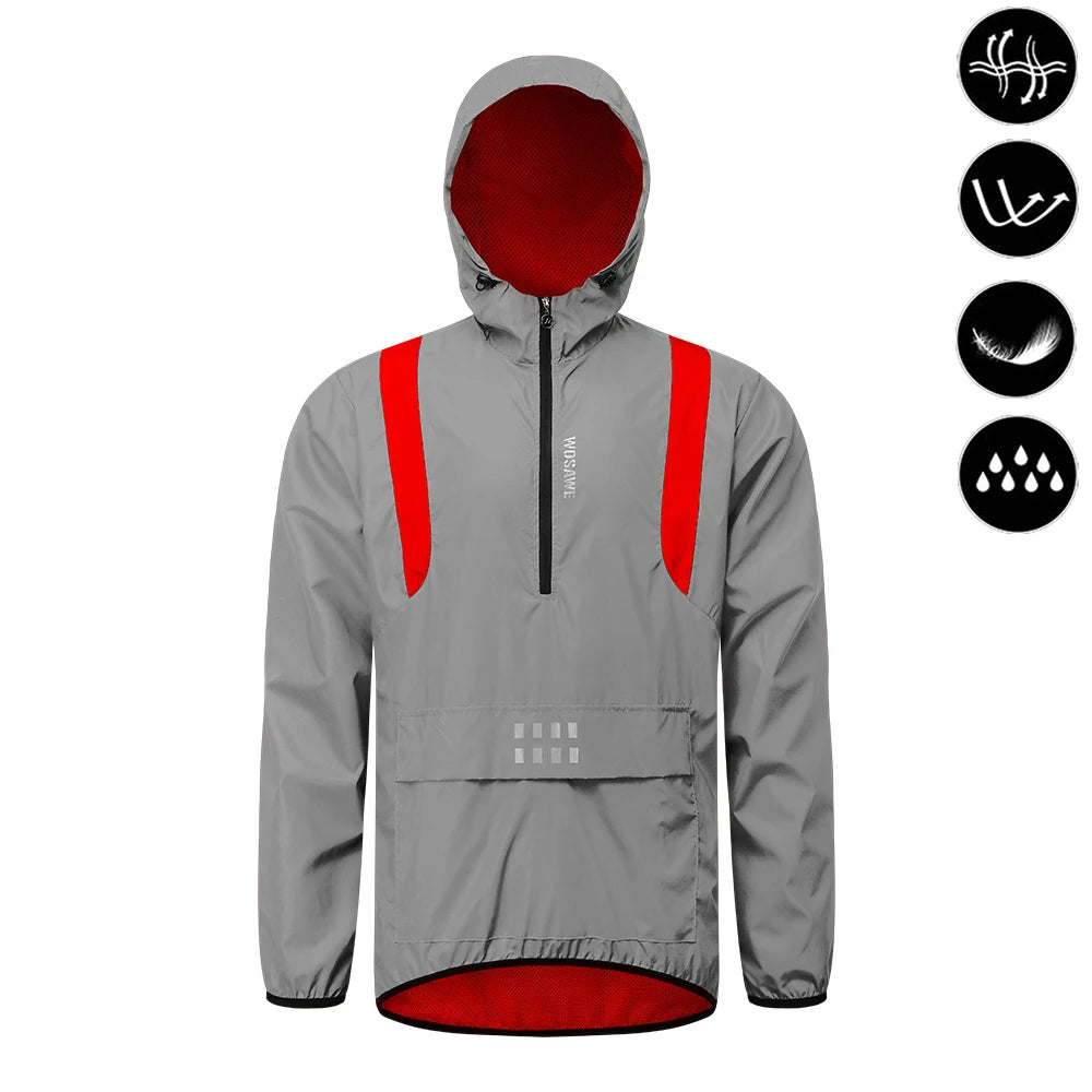 WOSAWE Reflective Cycling Jacket Winter Autumn Bicycle Windbreaker Bike Soft Windproof Waterproof Motorbike Jacket Men Coat