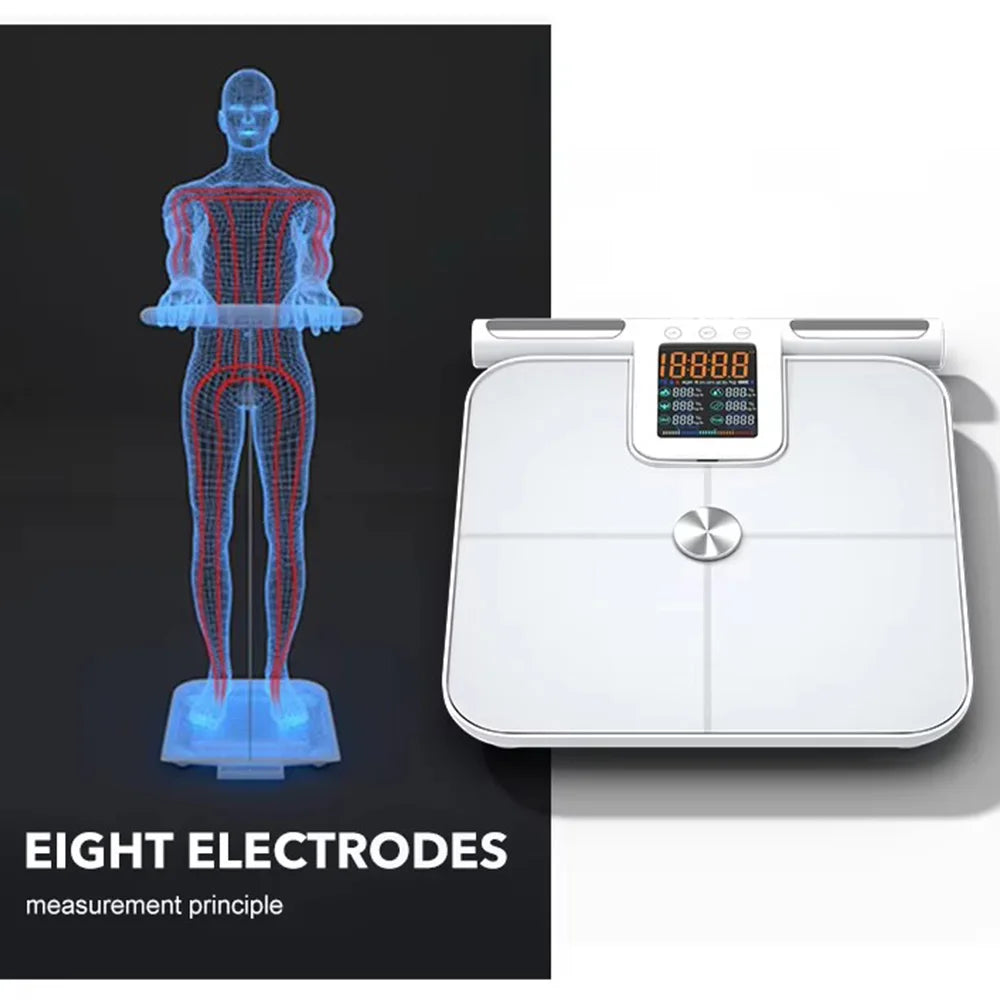 Smart Body Fat Scale for with Handle, 24 Precise Body Biological Analyzer, Digital Bathroom Weighing Bluetooth Scale