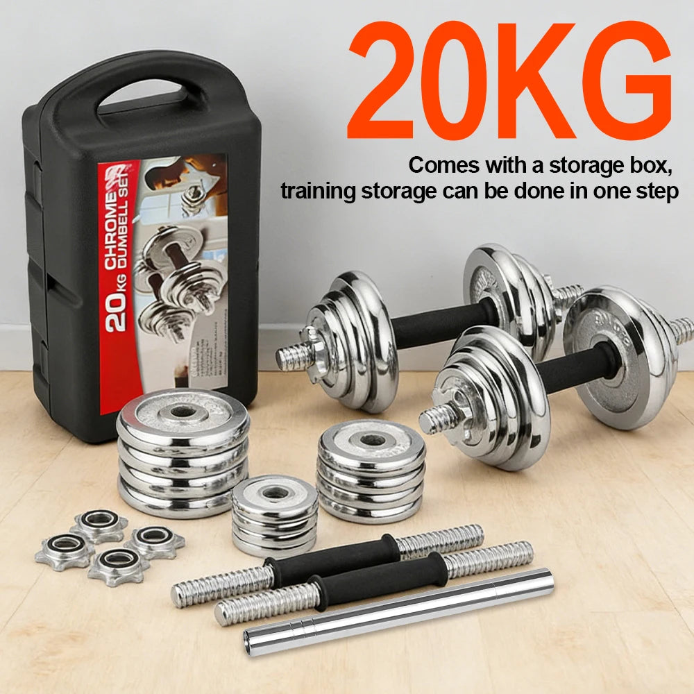 10/20 kg adjustable dumbbell set, chrome-plated dumbbells, ideal for fitness enthusiasts for strength training