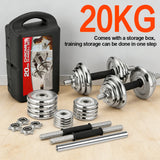 10/20 kg adjustable dumbbell set, chrome-plated dumbbells, ideal for fitness enthusiasts for strength training