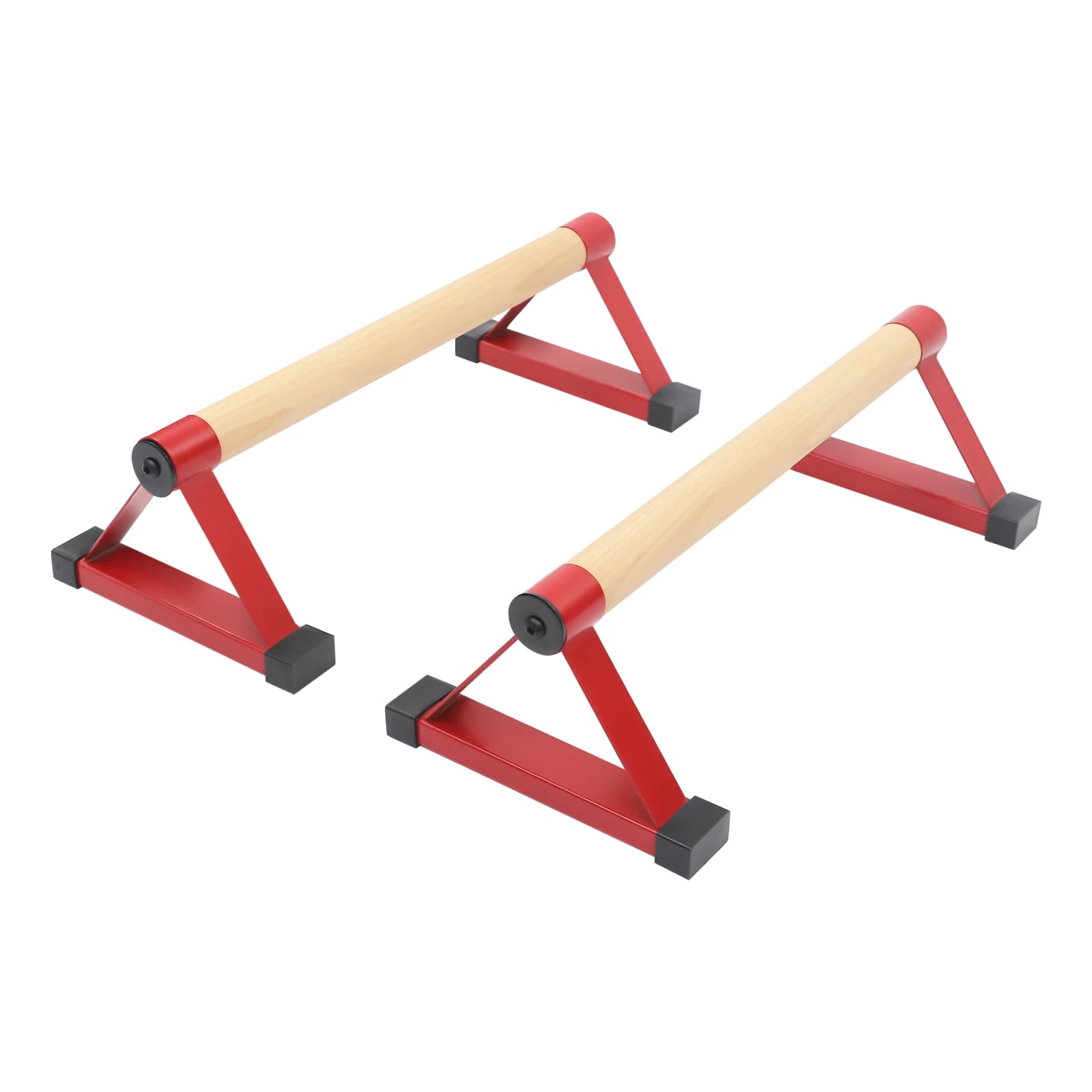 50cm Red Triangle Push Up Bars, Beech Wood+Steel Handstand Bars 400kg Load Capacity Calisthenics Pushup Stands Freestanding