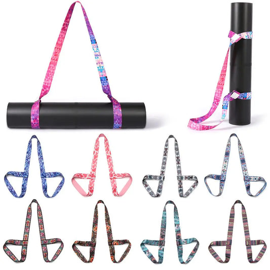 Nylon Colorful Straps Yoga Mat Strap Belt Adjustable Sports Sling Shoulder Carry Strap Belt Exercise Stretch Elastic Yoga Belt