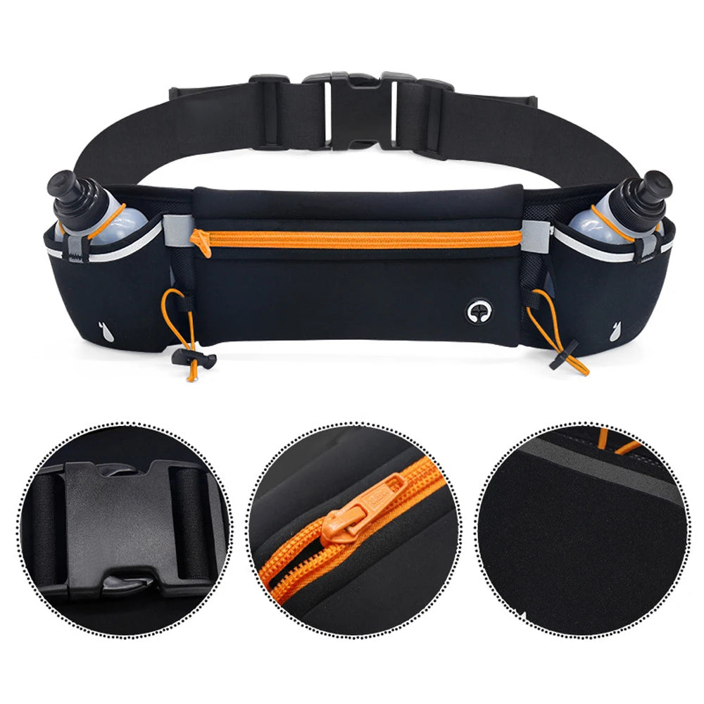 1PCS Multipurpose Running Belt with Integrated Water Bottles, Water Bottle Holder, Running Pouch Belt for Hiking, Climbing