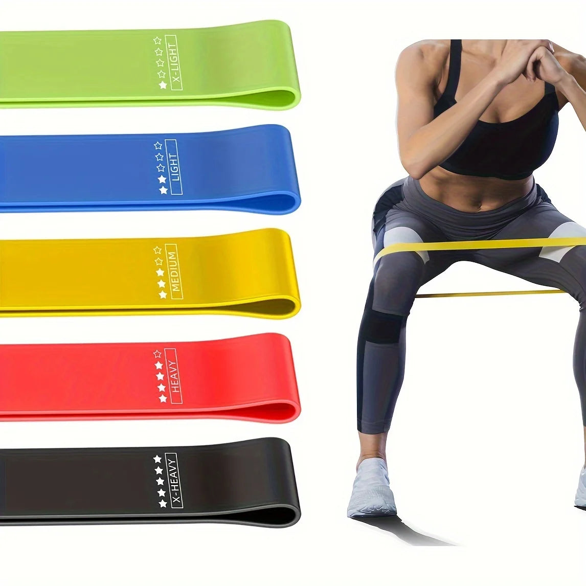 Resistance Band Set for Men And Women Fitness Exercise Bands 5pcs Thigh Stretching Bands Suitable for Home And Gym Workout Pilat