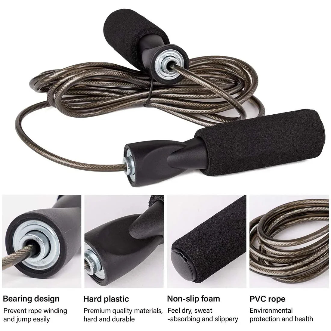 1Pc Adjustable Length Steel Wire Jump Rope Speed Skipping Workout Fitness Kids Adults Sport Portable Exercise Training Equipment