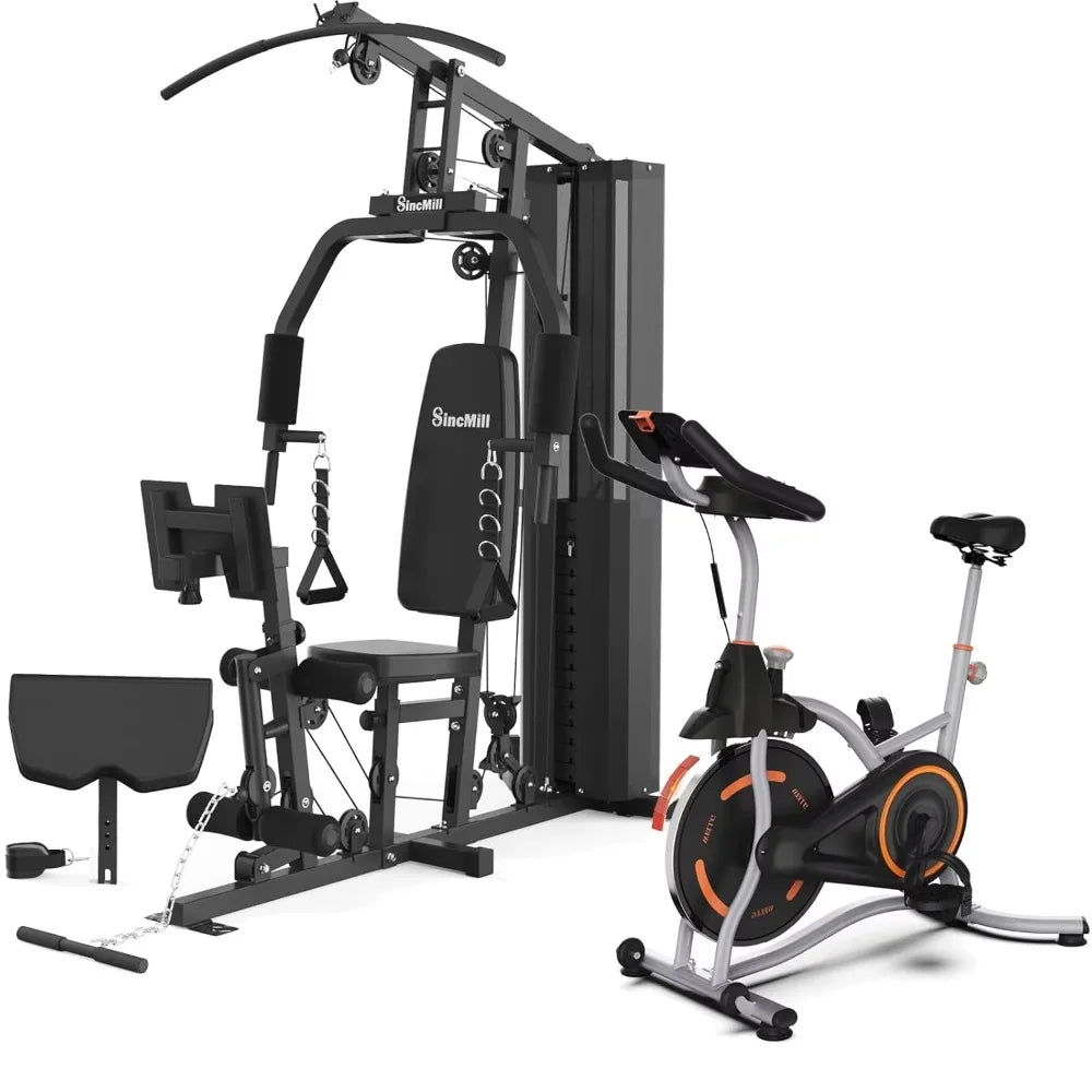 148LB Multifunctional Home Gym Full Body Workout Equipment Cable Pulley System Strength Training Fitness Exercise Machine Set