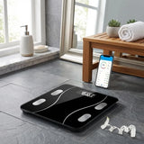 Bluetooth Body Fat Scale Rechargeable Digital Weight Scale High Precision Smart Body Composition Monitor with LCD Display Max 18