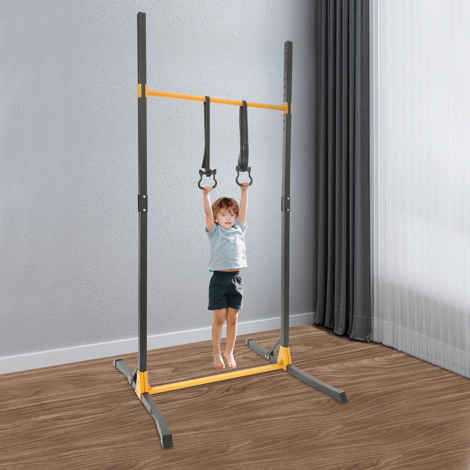 Portable Adjustable Pull Up Bar, Heavy Duty Pull Up Station with 400kg Load Capacity, Free Standing Pull Up Bar for Home Gym, Height Adjustable 160-215cm 11 Levels, Steel Construction, for Living Room Bedroom Balcony, Black Y