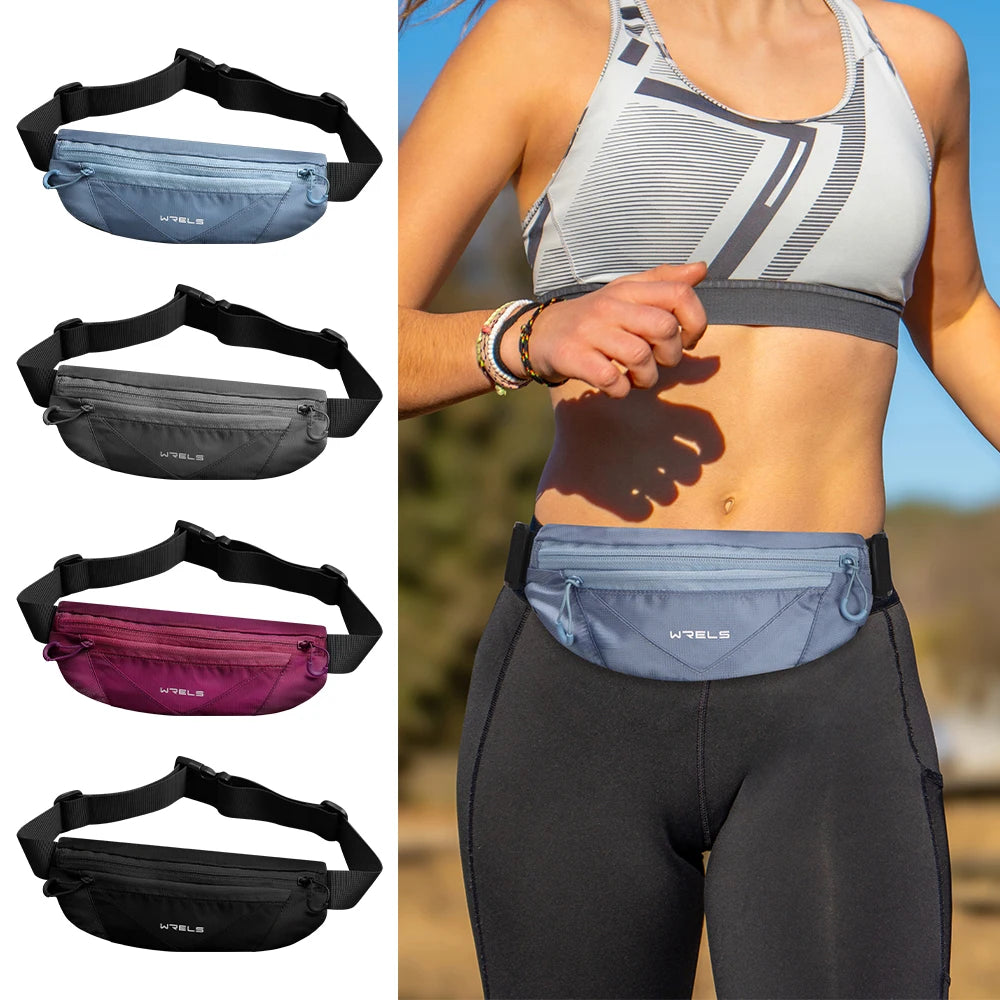 WRELS Outdoor Running Waist Bag Men Women Invisible Elastic Running Belt Hydration Waist Belt Bag Lightweight Sports Fanny Pack