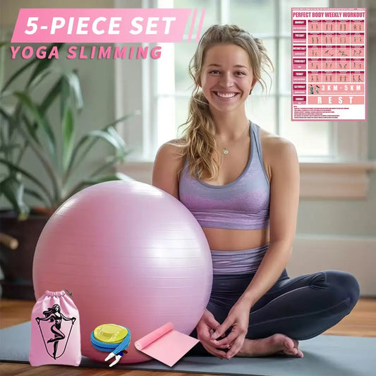 5pcs Yoga Ball Set for Gymnastics, Balance Training, Body Shaping and Thickening Durable Fitness Balls Home Fitness Supplies