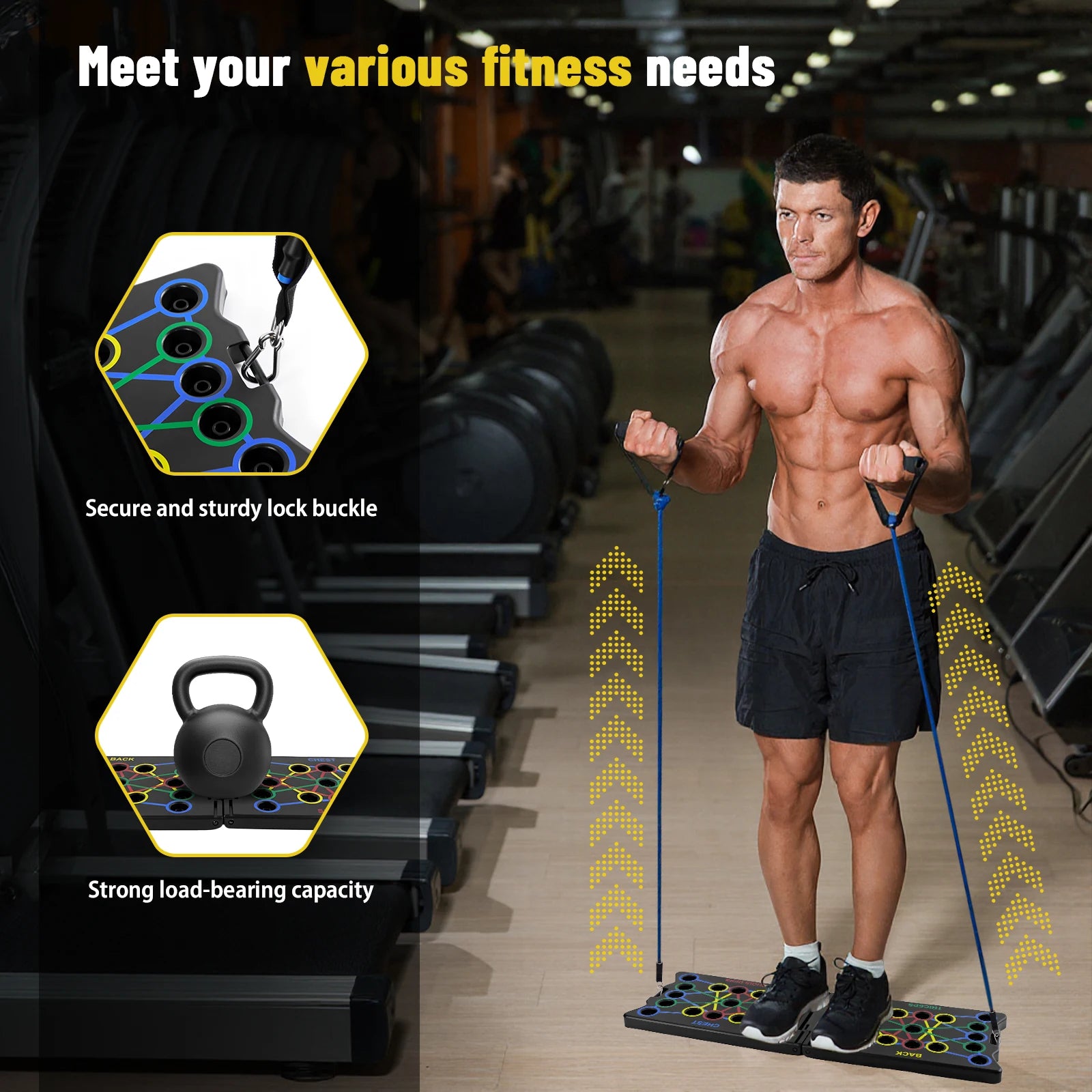 Push Up Board with Handles and Ropes 24-in-1 Multi-Function Home Gym Equipment for Chest, Shoulder & Triceps Workout Strength