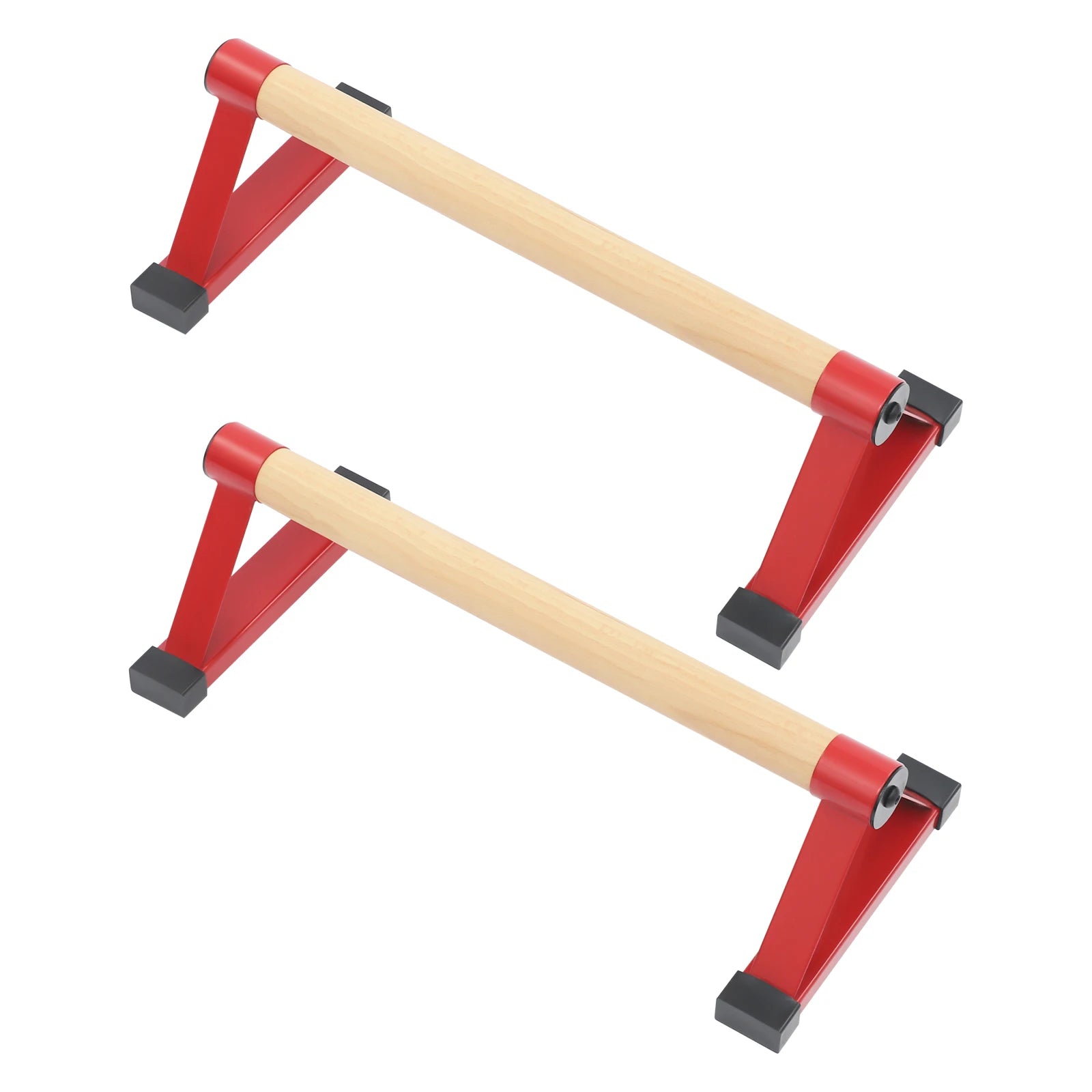 50cm Red Triangle Push Up Bars, Beech Wood+Steel Handstand Bars 400kg Load Capacity Calisthenics Pushup Stands Freestanding
