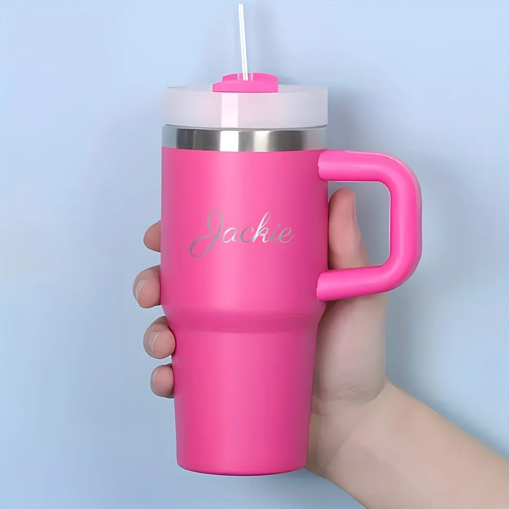 Personalized of Name 14Oz SUS304 Travel Cup Customization Water Bottle with Straw Suitable for Birthday Gifts Sport Water Bottle