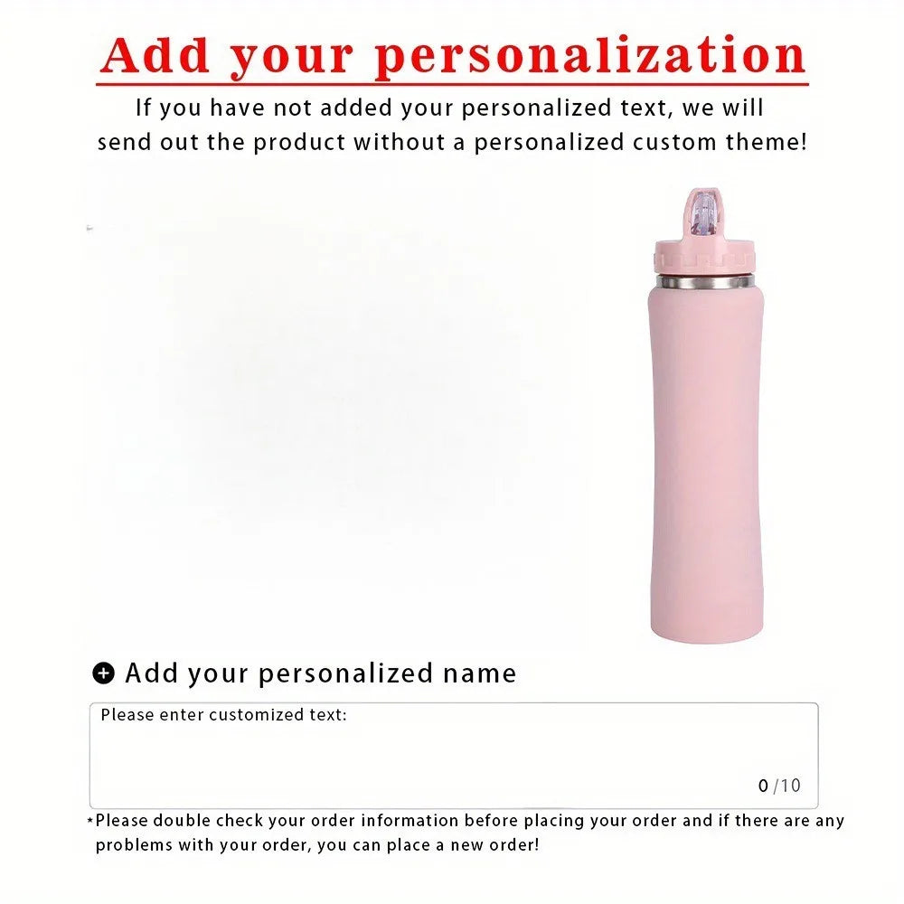 Personalized Insulated Stainless Steel Water Bottle with Straw - Engraved Fitness/Cycling Bottle, Perfect Gift for Men & Women