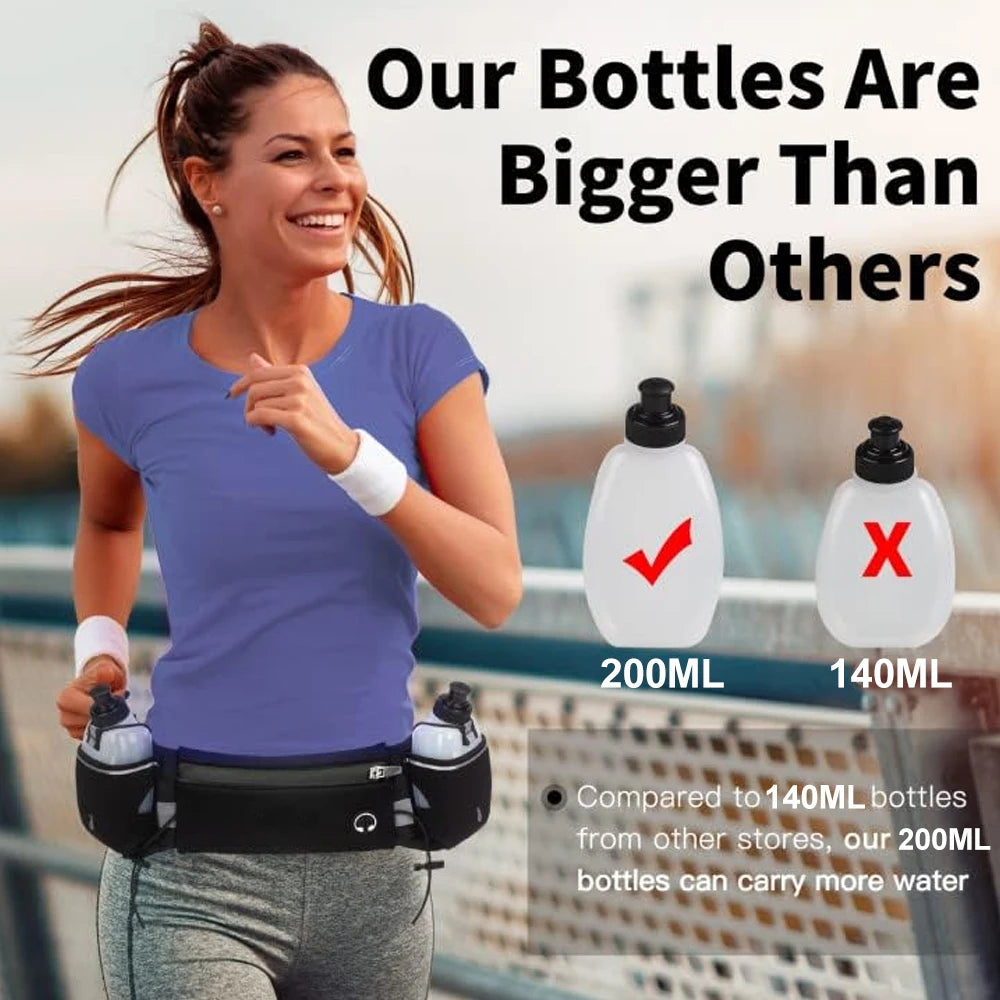 1PCS Multipurpose Running Belt with Integrated Water Bottles, Water Bottle Holder, Running Pouch Belt for Hiking, Climbing