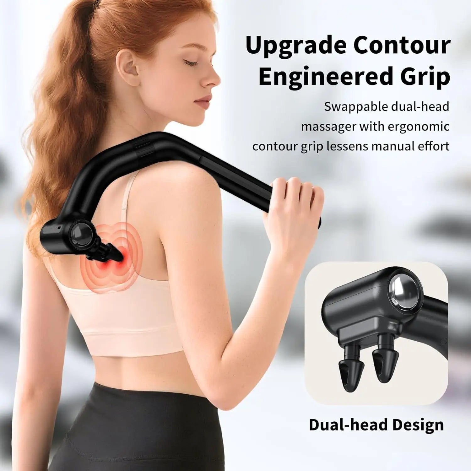 Electric Detachable Dual Head Massage Gun Handheld Massage Hammer Electric Fascia Gun with Extension Handle for Muscle Relax