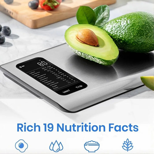 Stainless Steel Smart Nutrition Food Scale Free App with 19 Nutrients Tracking Nutritional Calculator Nutritional Tracker Scale