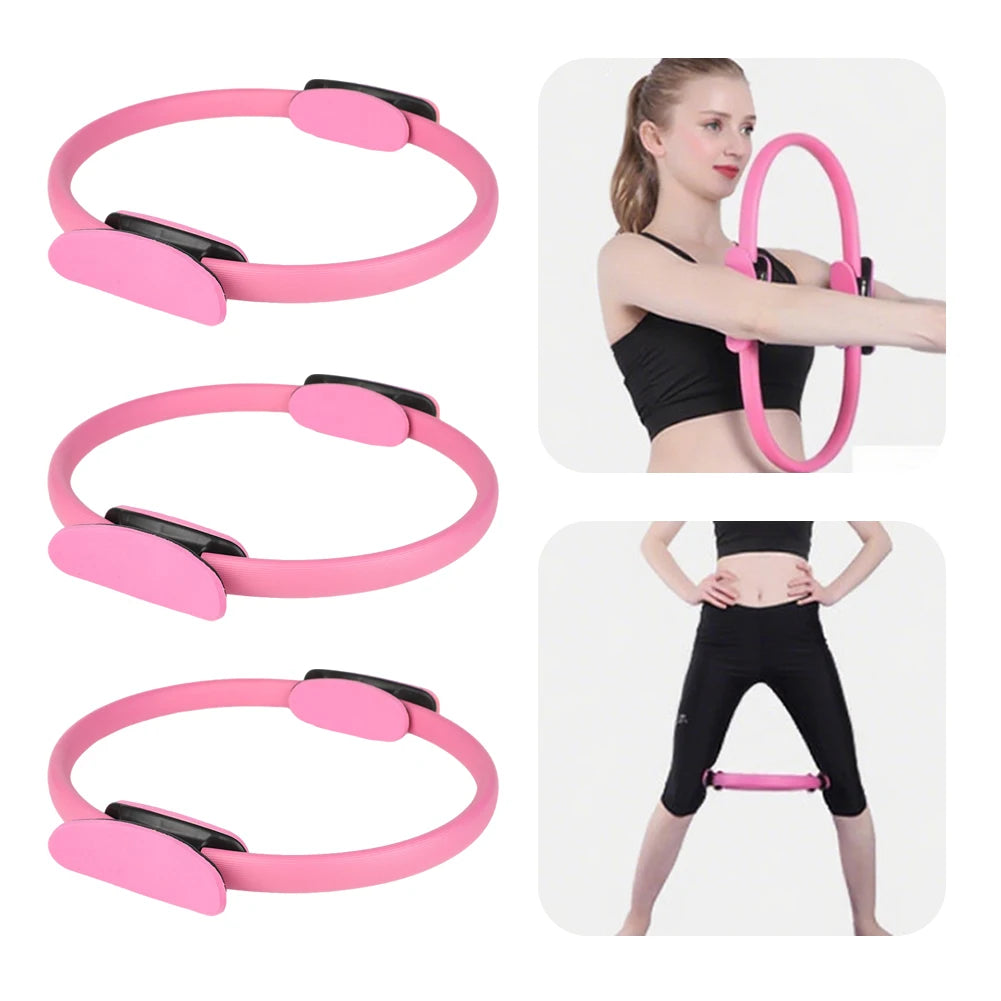Pilates Ring Yoga Rings with Non Slip Handles Fitness Circle Flexible Resistance Exercise Equipment for Thighs Abs and Legs