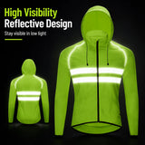 Men Cycling Jacket Reflective Hooded Windproof Water Repellent Bike Windbreaker Lightweight Packable Outdoor Coat