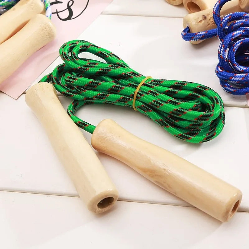 Sports Skipping Rope Wood Grip Handle Children Kid Fitness Equipment Training Practice Speed Jump Random Color
