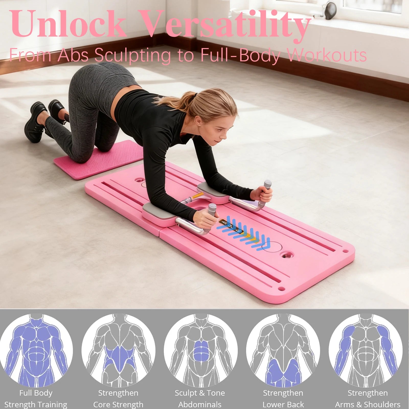 Push Up Pilates Board Full Body Fitness Board Trainer with Automatic Rebound Multifunctional Abdominal Board Exercise Equipment