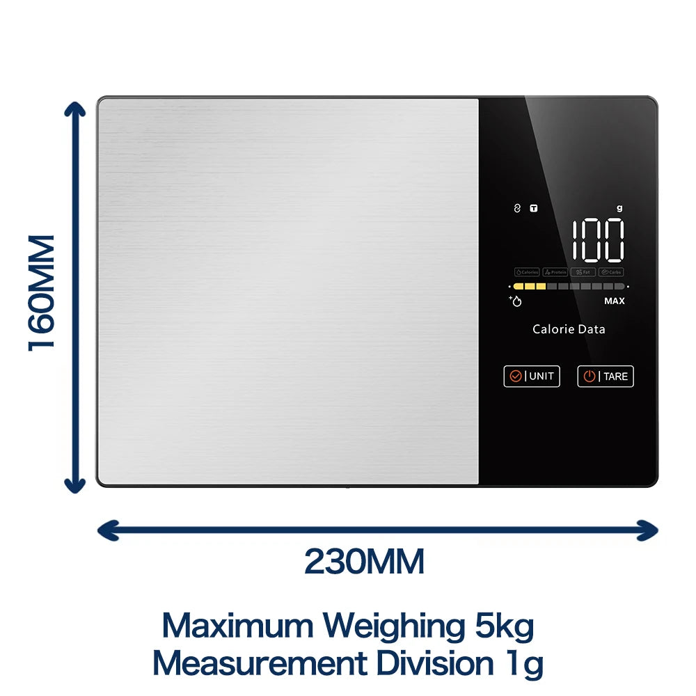 Digital Kitchen Scale 5kg Smart Food Scale Calories Calculator Nutrition Stainless Steel Kitchen Scale Smart Scale Kitchen Tool