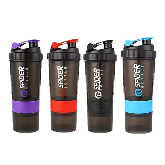 550ml 3 Layer Shaker Bottle Protein Mixing Shake Cup Sports Fitness Water Cup Scaled Plastic Water Bottles with Medicine Box Hot