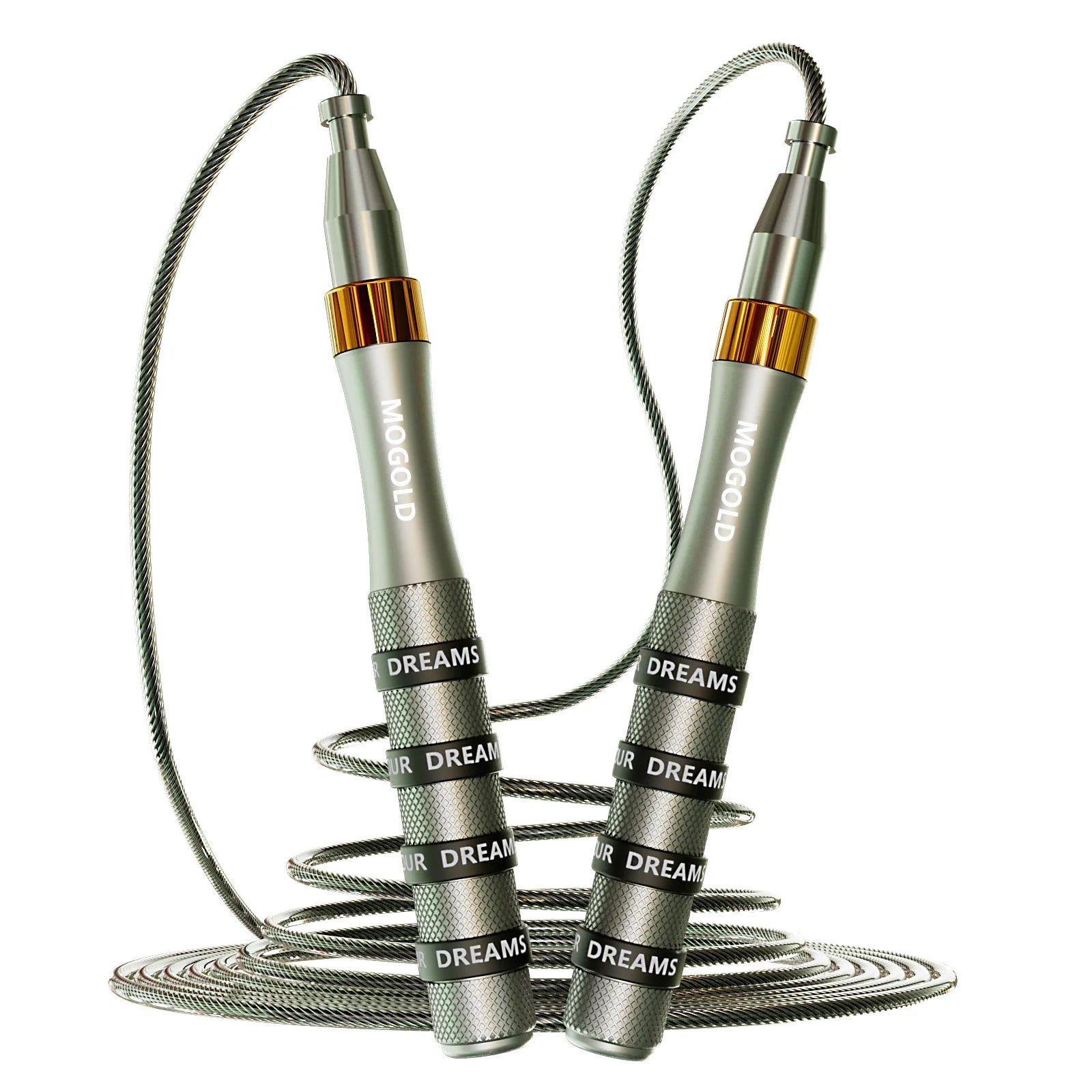 MOGOLD Professional Wear-resistant PVC Jump Rope – Non-slip Silicone Handles, Aluminum Alloy Shaft & High-speed Silent Bearings