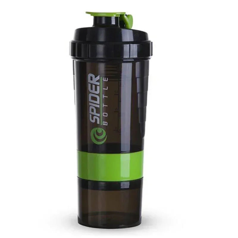 550ml 3 Layer Shaker Bottle Protein Mixing Shake Cup Sports Fitness Water Cup Scaled Plastic Water Bottles with Medicine Box Hot
