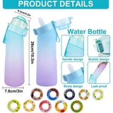 650ML Sports Air Water Bottle BPA Free, Fruit Scent Pods Air Flavor Caps,Leak Proof Sports Water Cup for Outdoor Running Gym