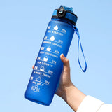 1L Water bottle 12 colors Leak Proof with Time Mark Drink and Straw Motivational Drinking Sports Water Bottle for Outdoor Hiking